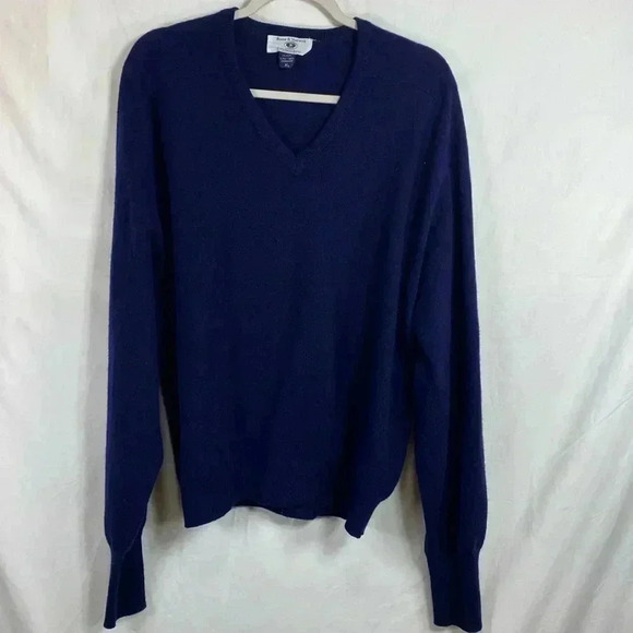 Sons & Harwell 100% Cashmere Vintage Navy Blue Mens V Neck Sweater in Size XL. - Picture 1 of 13